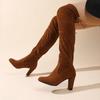 Módní Podzim Zima Semišová Špičatá Špička Velmi Vysoký Podpatek Dámské Nad Koleno Boty Horké Pohodlné Elegantní Dámské Stehenní Kozačky