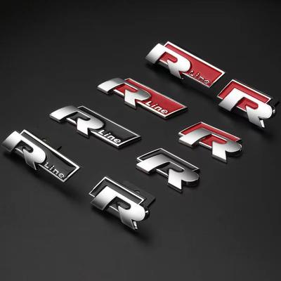 AGLNX1 1Pcs ABS Metal Logo Car Front Grille Badge Decoration Sticker Auto Accessories For VW RLine R Golf Amarok T5 Teramont ID3 Tiguan