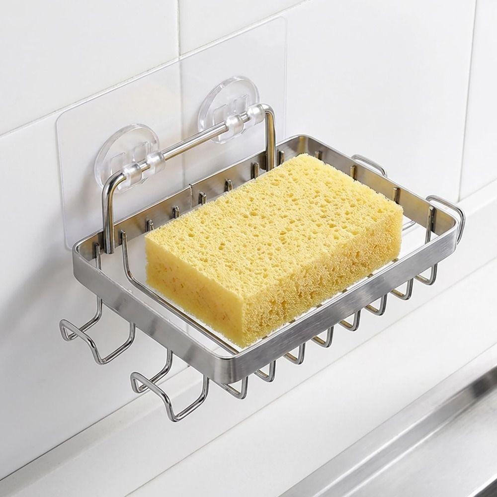 Large Capacity Shower Storage Basket Self Adhesive Wall-Hung Metal Soap Tray Wall Shelves  Kitchen