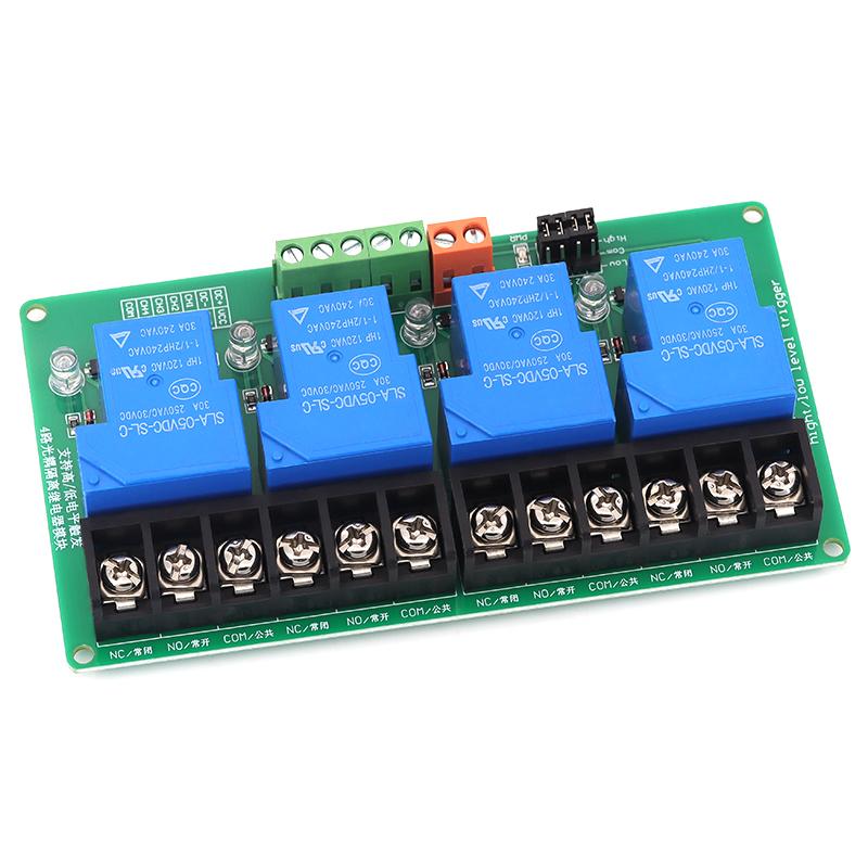 SPS 4-Kanal Relais Erweiterungsplatine 4CH 30A Relais DC5V 12V 24V High-Low Pegel Signal Trigger Steuermodul