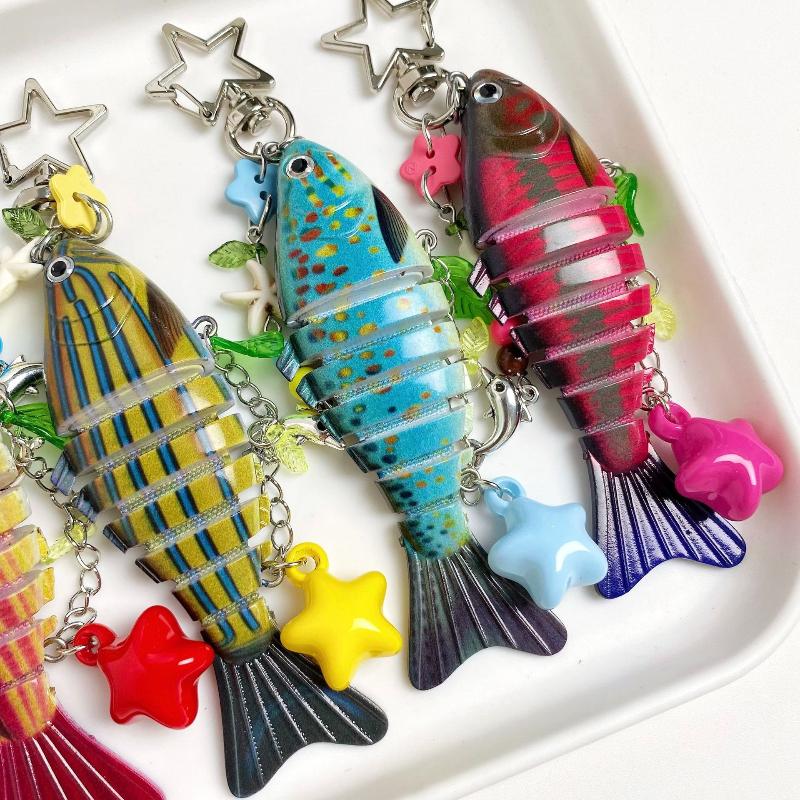 Exquisite Handmade Fish Keychain Multi Section Fish Enthusiasts Souvenir Gifts Bag Pendant Decoration Jewelry Accessories Gifts