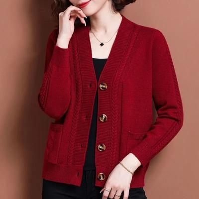 Cardigan con scollo a V alla moda, tasche con bottoni, abbigliamento da donna, autunno, oversize, casual, cappotto coordinato