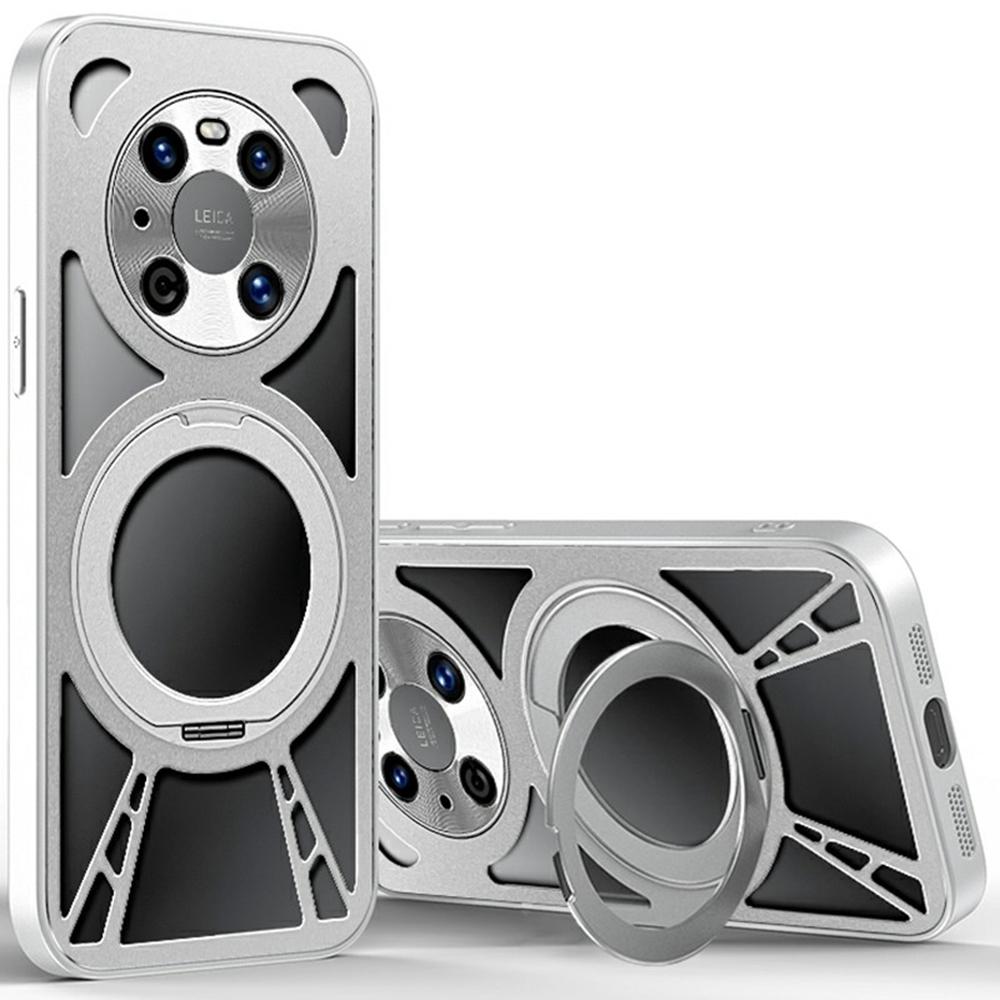 For Huawei Mate 40 Pro 4G/5G Case Magnetic Kickstand Hollow Heat Dissipation Silicone+PC+Metal Bumper Phone Cover