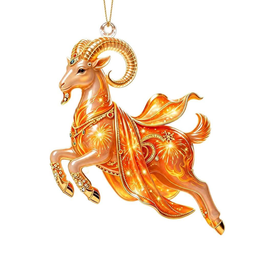 Galloping Goat Goat Hanging Ornament Shining Animal Hanging Decoration  Christmas Tree Ornament