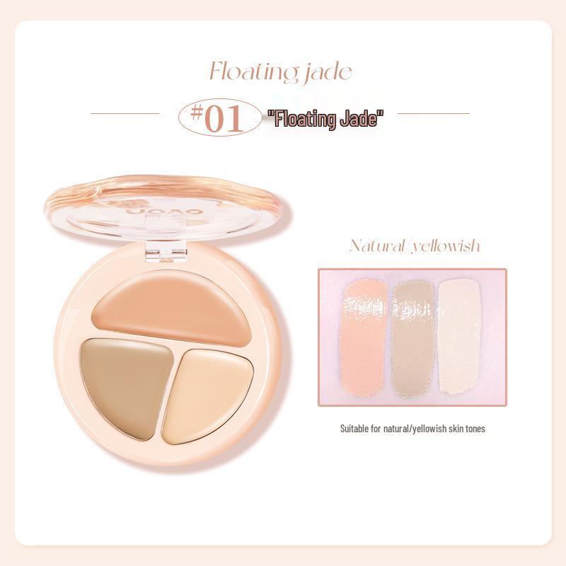 NOVO Flawless Three-Color Concealer Palette: Covers Dark Circles, Acne Scars, Freckles - Waterproof Contour & Highlight.