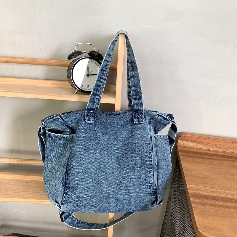 Waschene Denim Sling Bag für Damen, Große Kapazität, Einzelne Schultertasche