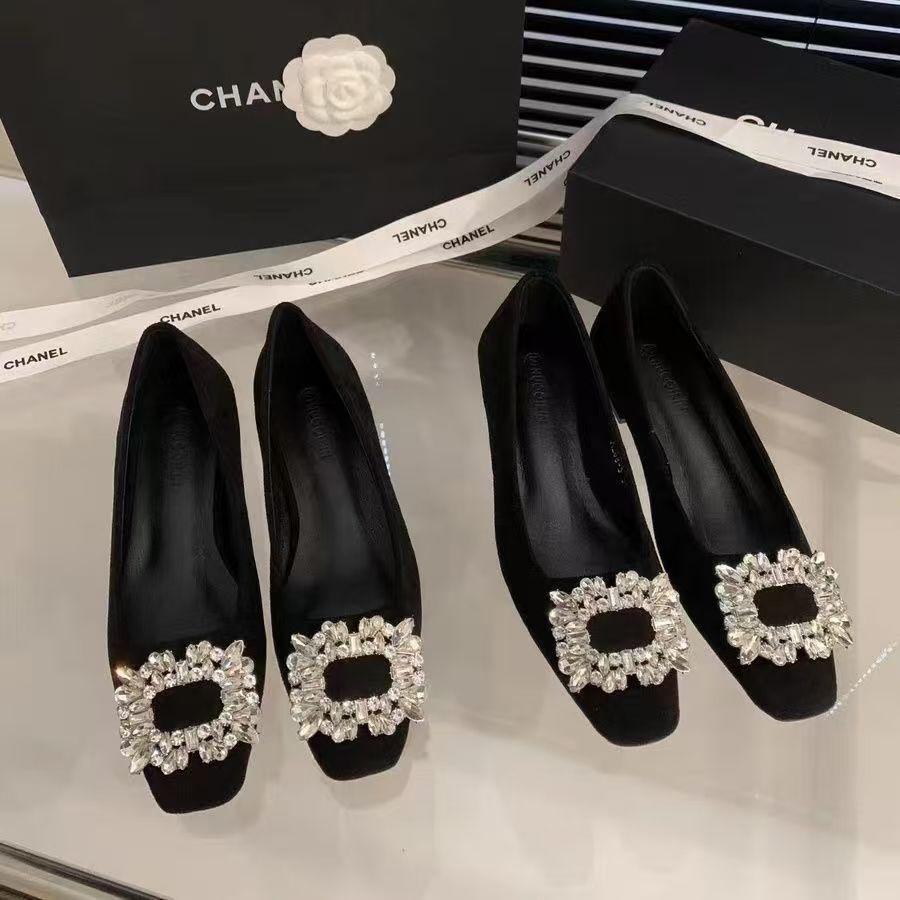 Commuting versatile square head flat-soled laden shoes French rhinestone advanced sense design sense single shoes women's spring and autumn 2025 new