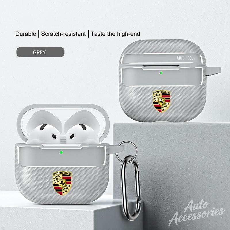 Custodia Auricolari in Fibra di Carbonio Guscio per Cuffie Bluetooth Per Airpods 2/3/4/Pro Per Porsche Macan Panamera Cayenne Cayman 911 918 Pajun CVH1