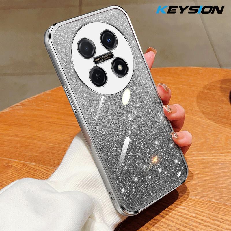 KEYSION Luxury Plating Glitter Phone Case for Huawei nova 13i 12i Transparent Soft TPU Shockproof Back Cover for Huawei nova 12i 13i
