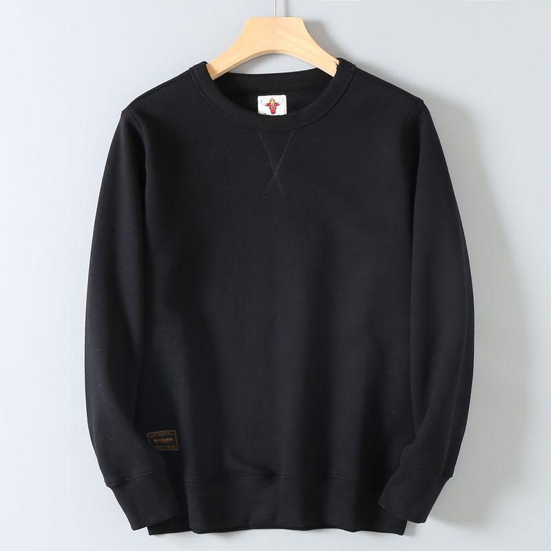 Heavyweight Washed Solid Color Retro Versatile Loose Round Neck Pullover Sweatshirt Autumn and Winter Unisex Fleece Warm Casual Jacket