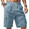 Pantaloni scurți pentru bărbați, culoare uni, pantaloni scurți cargo cu picior largi, cu buzunare, cu talie elastică, cu șnur, pantaloni scurți de plajă, îmbrăcăminte pentru timpul liber pentru călătorii