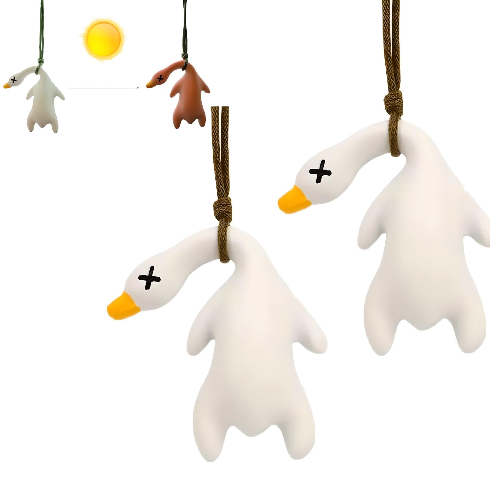 

Color Changing Roast Duck Car Pendant with UV Temperature Reminder Cute Digging Duck Rearview large белый