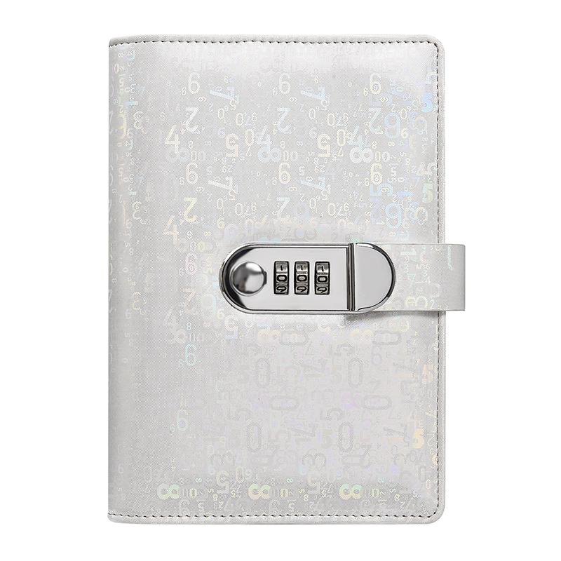 A6 Laser Combination Lock DIY Binder Notebook Cover Diary Agenda Planner Paper Cover School Stationery