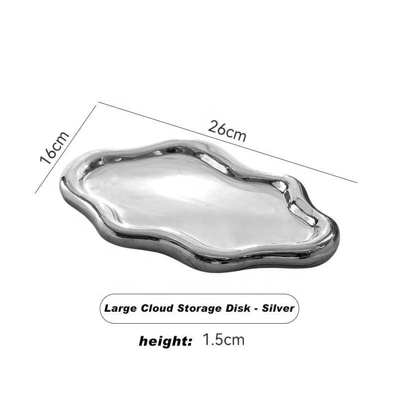 Versilbertes Keramiktablett Internetberühmte Foto-Requisiten Keramik Schmuckornamente Aufbewahrungs-Präsentationstablett