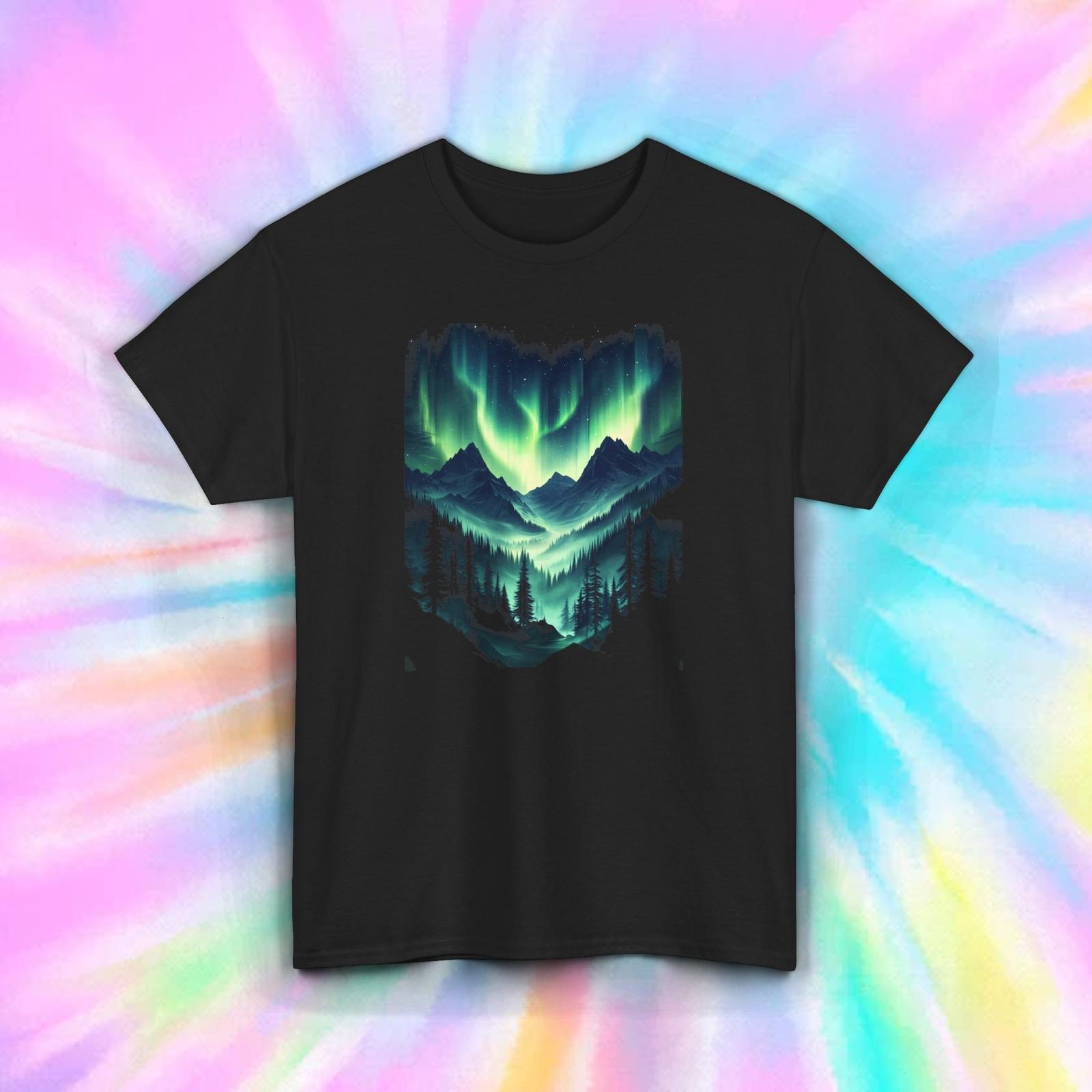 Aurora Borealis Shirt Mountain Forest Landscape Night Sky Tee S-5XL XXXXL