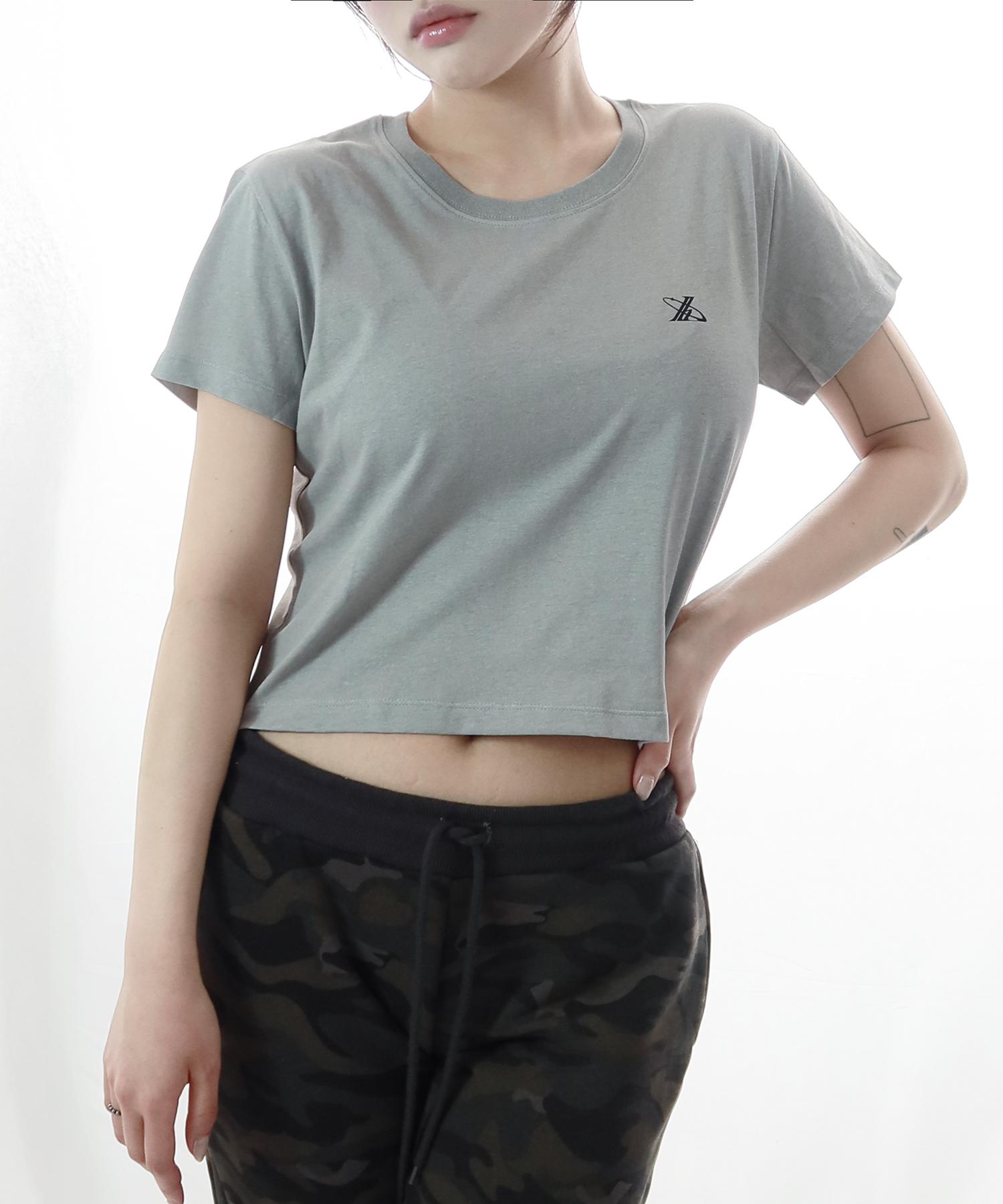 Just Haeng Pigment Gray Newtro Logo Crop Short Sleeve Tee Free