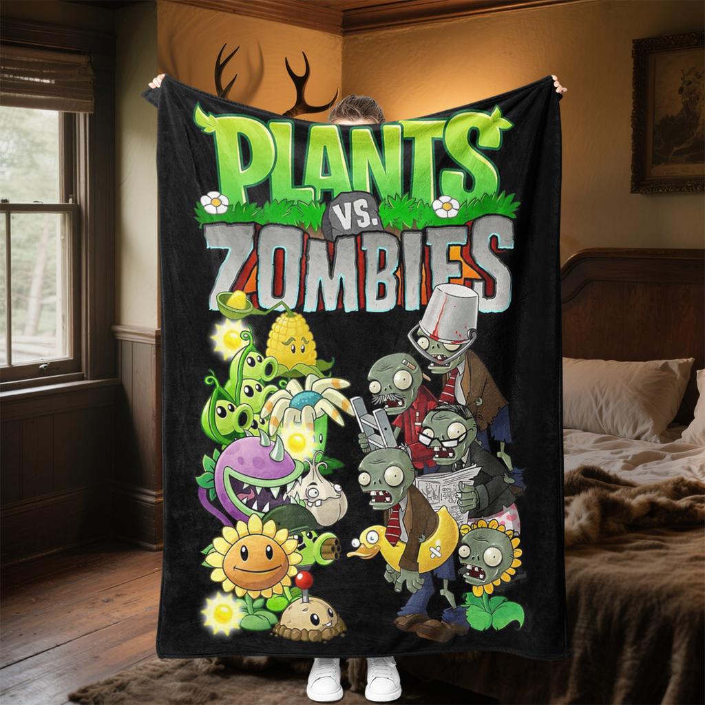 Plants Vs Zombies Plüschdecke Weich Bequem Für Alle Jahreszeiten Geeignet Sofa Büro Nickerchen Reisen Festliches Geschenk
