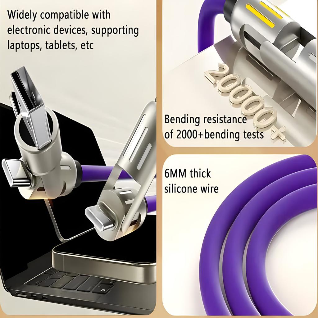 4-IN-1 240W USB Typ C auf USB C Kabel PD Schnellladegerät Kabel für iPhone 16 Pro Max 15 iPad Xiaomi Samsung Tablet 1M Datenkabel