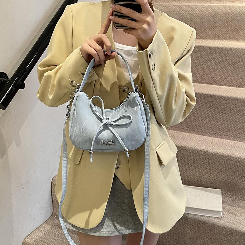 Solid Color 2026 New Large Capacity Bow Bags, Fashiable and Versatile Underarm Shoulder Bag, Casual Commuting Women's Handbag