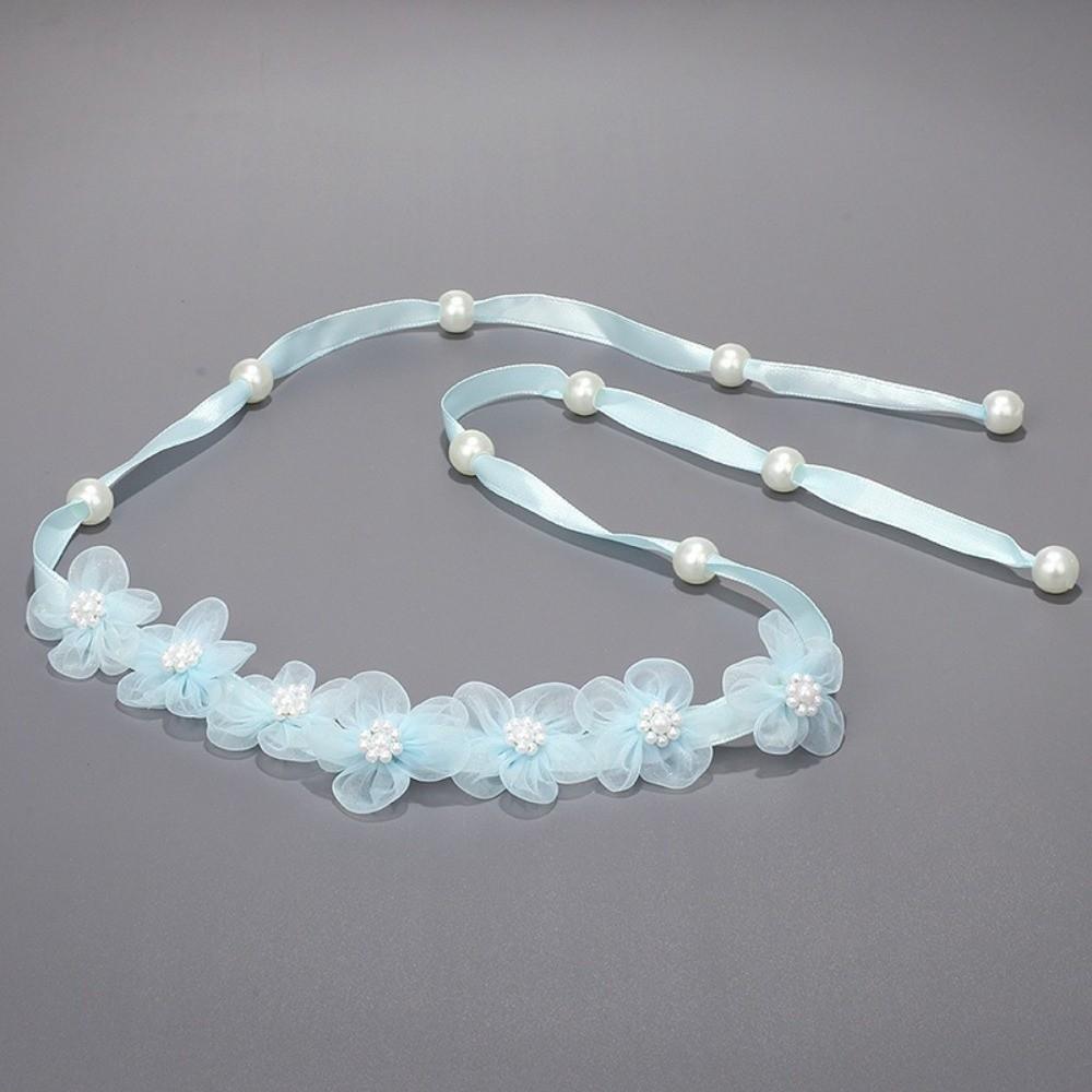 Faux Pearl Pearl Hairband Handmade Flower Children Flower Wreath  Child Girl Photo Props синий