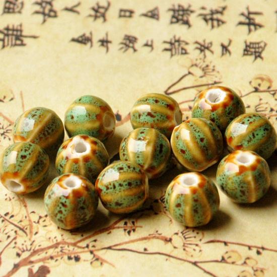 Jingdezhen ceramic jewelry diy Accessories12mm Floral Glazed Watermelon Beads for Making Necklaces and Women's Woven Bracelets Materials