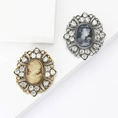 Mode Retro Legierung Strass Schönheit Kopf Brosche Kreative Vielseitige Damenbekleidung Korsage Schmucknadel