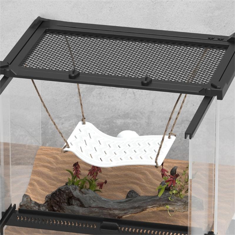 Elevated Reptiles Bedding ABS Climbing Perch With Powerful Suction Cups Lizards Lounger Hammock For Vivarium Decoration