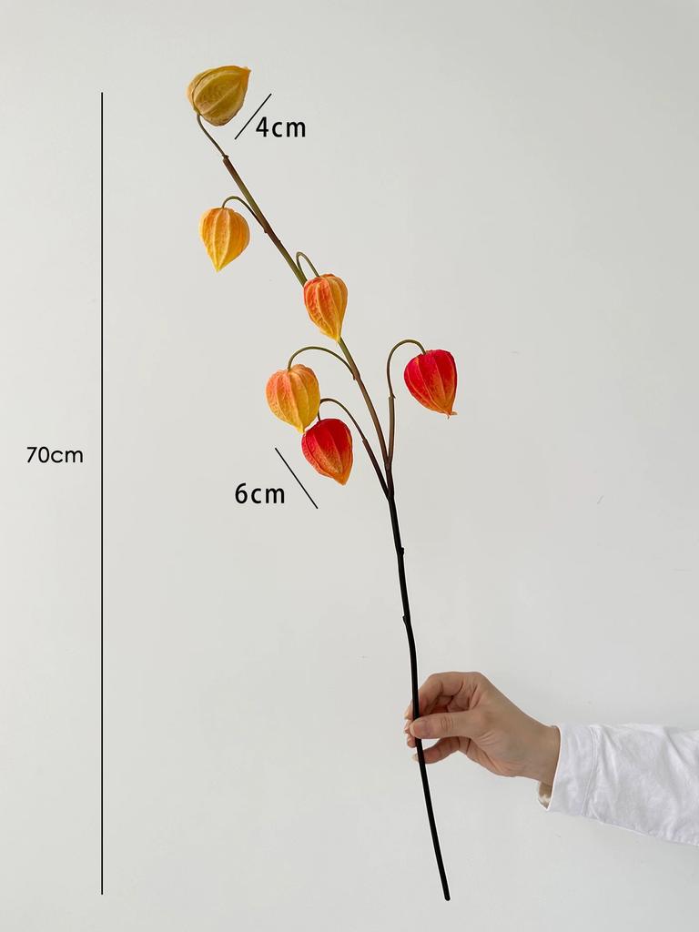 3 stuks Kunstmatige Lampionbessen Herfstdecoratie Stelen Nep Chinese Lantaarn Vruchtenplant Herfst Bloemschikking Woondecoratie