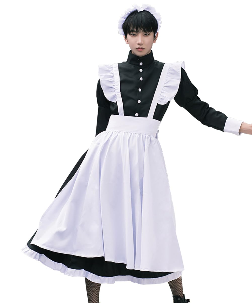 

Костюм горничной NIUKACOS Включает и Идеально подходит для и Размер M Мужской Набор из 5 предметов, Платье, Фартук, Носки, Повязка на голову, Лента, Хэллоуин, Фотосессии, Мероприятия,