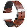 Calm Oiled Leather Watch Strap, Genuine Leather Watch/Smartwatch Band (18mm, Brown)