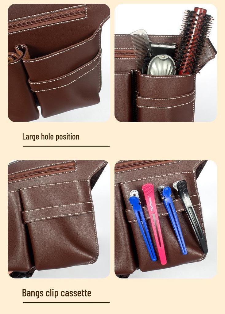 Leather Barber Crossbody & Waist Tool Bag for Scissors and Hairdressing Supplies
