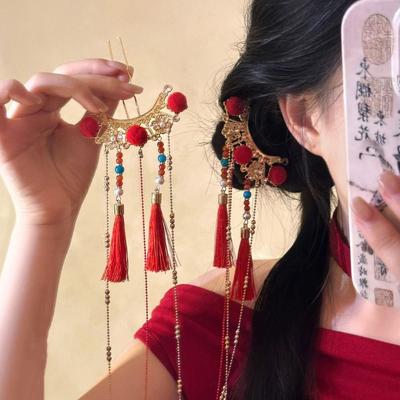 Tassel Tang Dynasty Hairpin Pearl Bridal Hair Accessories Classical New Year Headdress  Female