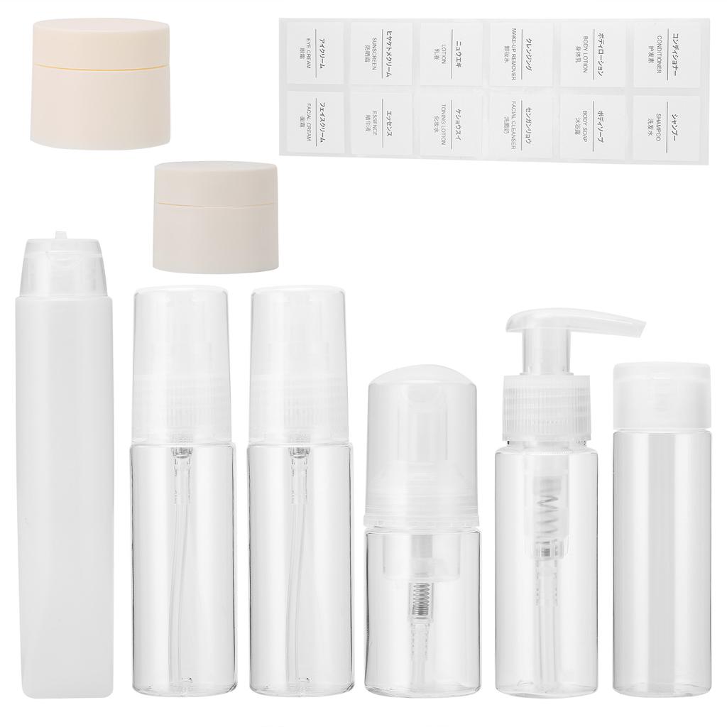 8Pcs Plastic Travel Bottle Set Leakproof Cosmetic Toiletry Travel Containers Spray Bottles