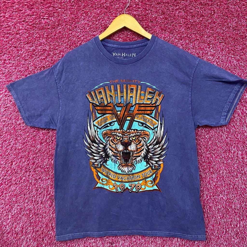 Van Halen World Vacation Tour 1989 T-Shirt Rock Band Lavaggio Minerale