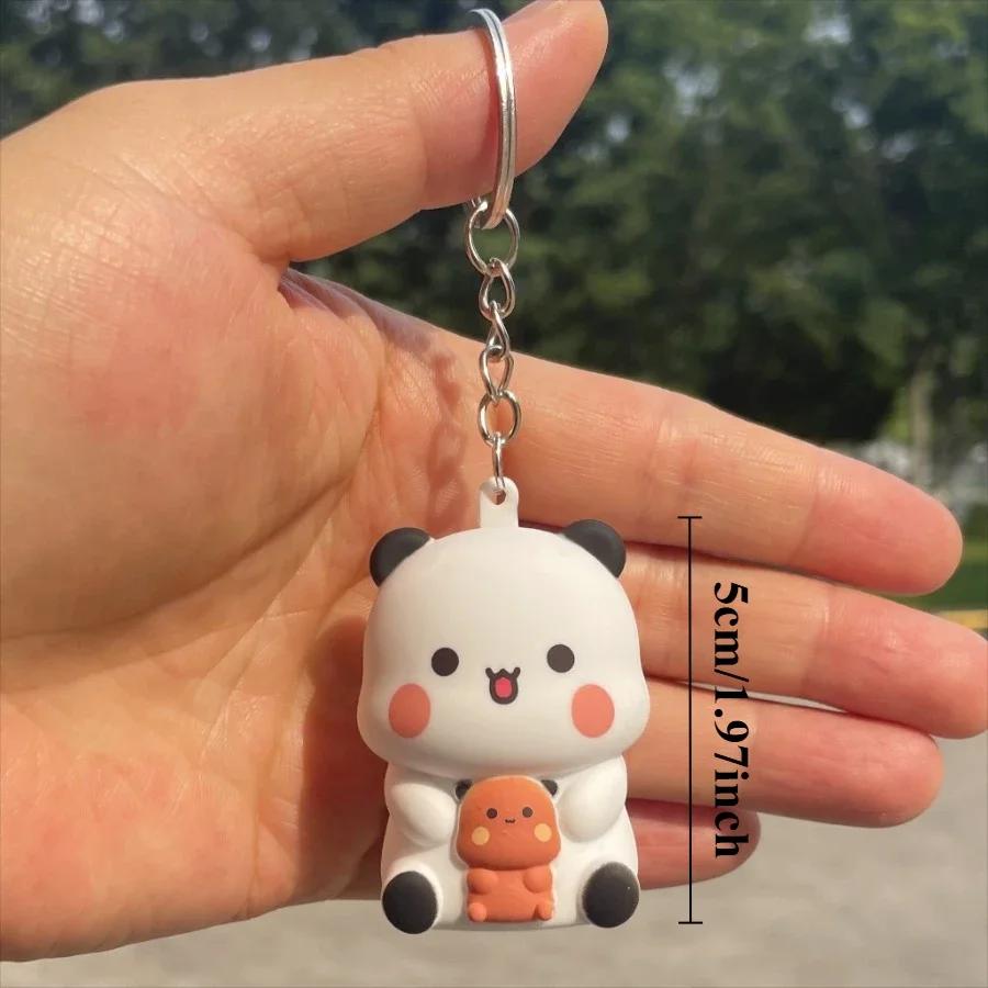 Bubu and Dudu Keychains Car Ornament Yier Panda Bear Say I Love You Voice Toy Glowing Anime Figures Bag Decoration Couple Gift
