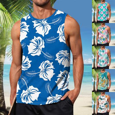 Mens Summer Surf Beach Tank Top Large Size Casual Breathable Sleeveless Top Loose  Print Tank Top Man Shirt