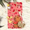 Capybara Watermelon Heart Oversized Beach Towel, Soft Microfiber Quick-Dry for Beach Pool Picnic Summer Gift