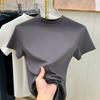 Fashion Round Neck Short Sleeve Casual T-shirt for Women Summer Slim Fit Base White T Shirt Women Plus Size Solid Office Lady Simple Tee Tops 24488