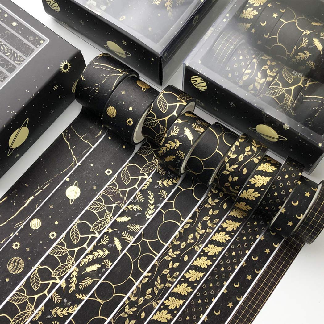 

PBM Design Masking Tape Set for Various Uses Black Design Pattern Washi Black - Tape, Tape,