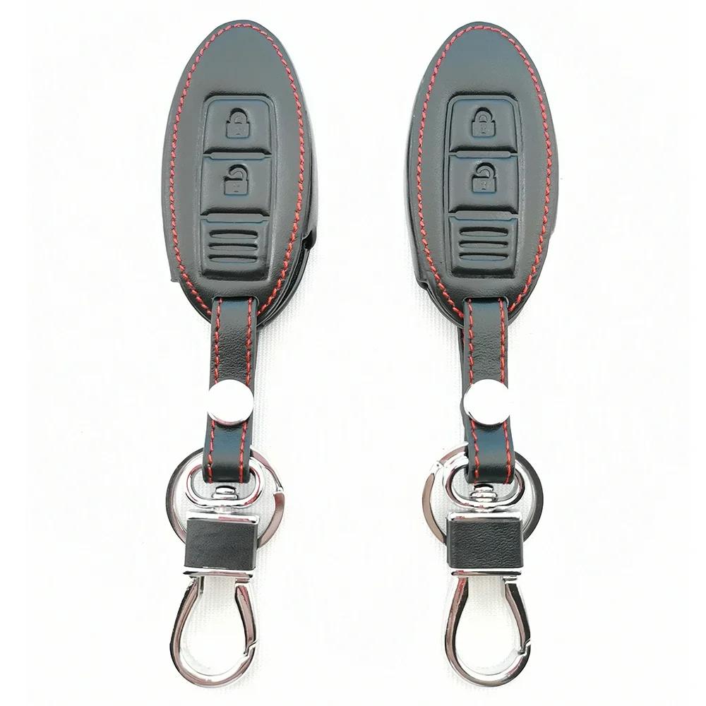Leather Car Remote Key Case For Nissan Qashqai J10 J11 March Tiida Nv200 Leaf Kicks Cube X-Trail T32 T31 Navara Terra Fob Cover