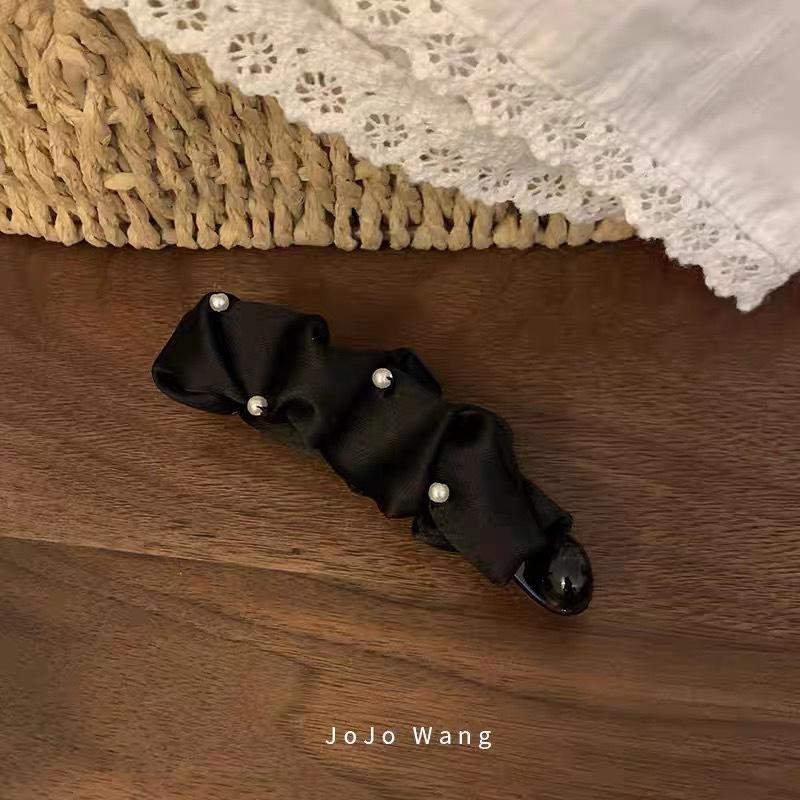 Small Pearl Banana Clip, Vertical Clip, Simple Ponytail Clip, High-end Hair Clip, Elegant Korean Hair Accessory and Headwear