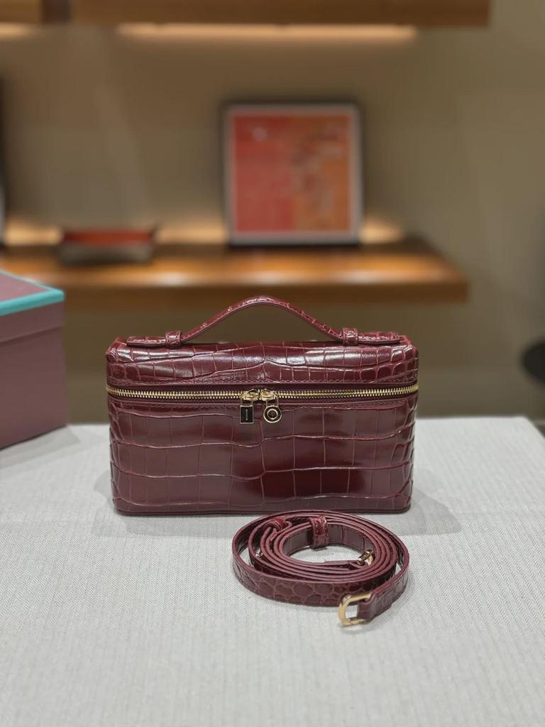 Geantă de umăr de lux din piele cu model crocodil și struț