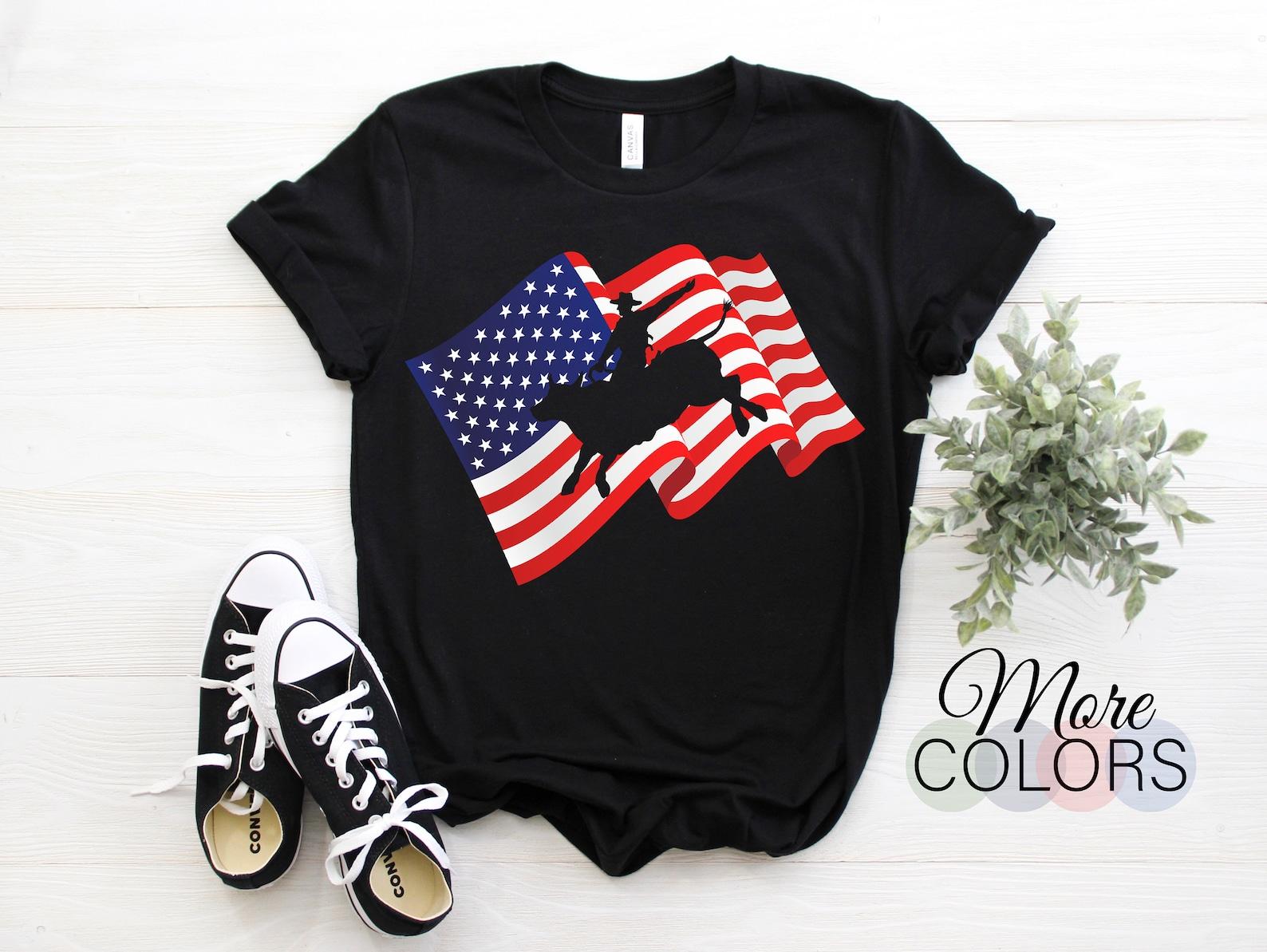 Rodeo Bull Riding Country Cowboy Western American USA Vintage Patriotic Retro Gifts T-Shirt, Bull Rider Birthday Present, Cowboys Cowgirls, 100