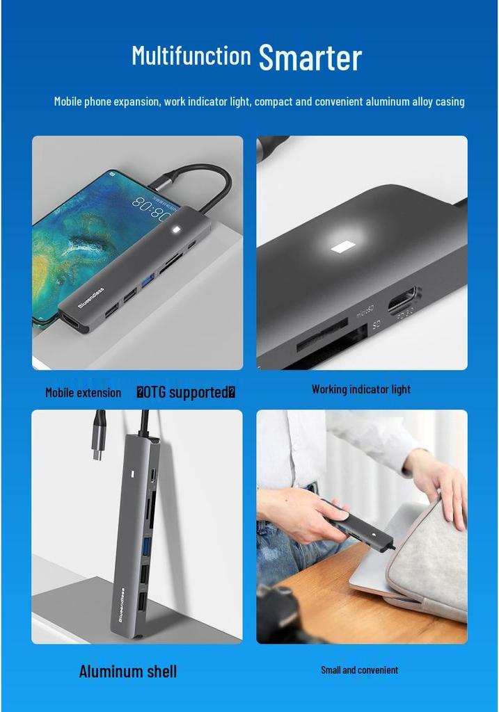 USB-C Hub: 4K HDMI, USB 3.0, Card Reader, Dock for Laptop/Tablet