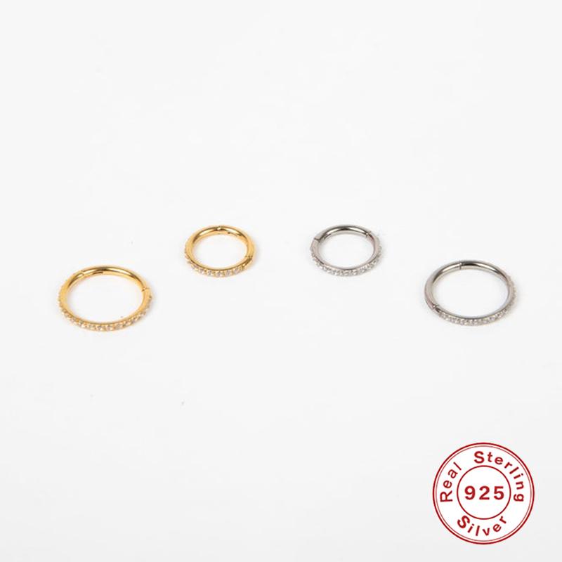 Aide 1PC Woman Earrings 925 Silver Huggies Pendientes Crystal Cartilage Hoop Earring Ear Bone Earlobe Piercing Buckle