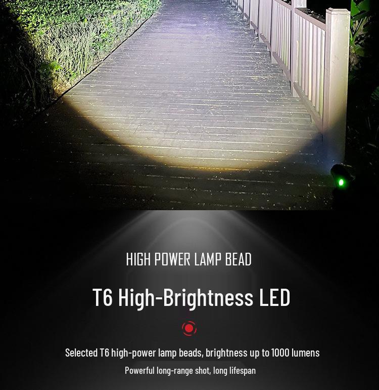 High-Power T6 LED Flashlight: USB Rechargeable, Zoom, Long-Range, Multi-functional, Detachable Torch