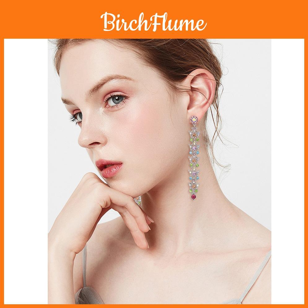 Fashion Flower Long Dangle Earrings With Alloy And Electroplating For Womens Party And Wedding Jewelry