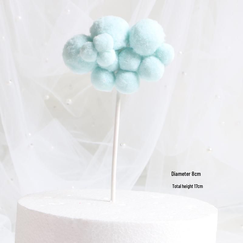 3D Cloud Cake Decorations: Dessert Flags & Fluffy Ball Inserts