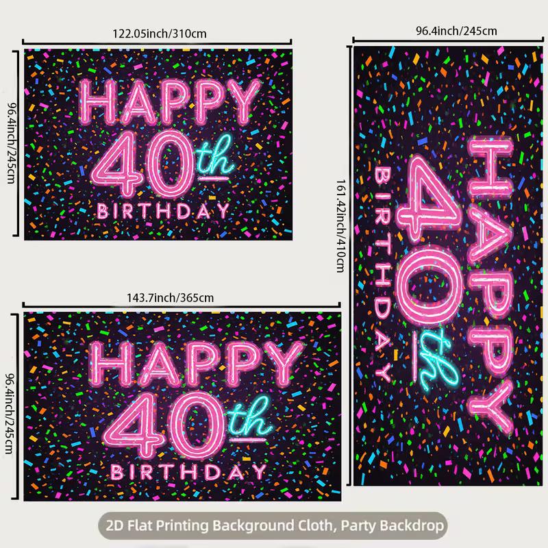2D 40th Birthday Backdrop for Adult & Milestone Birthday Photoshoot