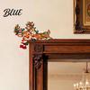 Seasonal Festive Store Display Wooden Christmas Door Topper 2D Flat Santa Claus Elk Snowman Cat Easy Install Frame Decor Corner Sign Funny